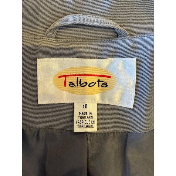 Talbots Coat Women 10 Gray Double Breasted Belted Trench Jacket Outerwear Preppy - Picture 9 of 11